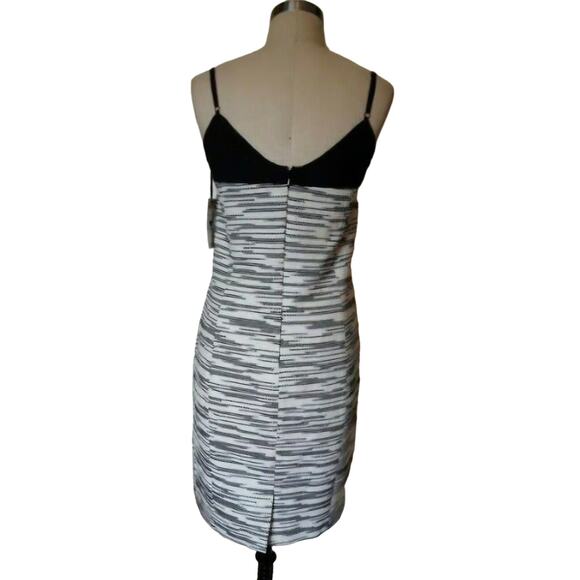 New W By Worth Optic White and Black Striated Jacquard & Lace Slip Dress Sz 8 - Picture 4 of 6